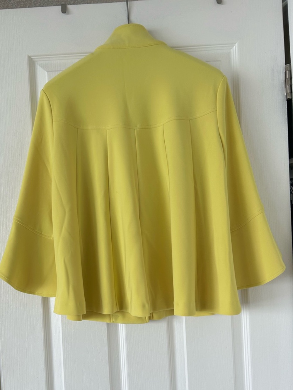 Joseph Ribkoff Yellow Ruffle Sleeve Cape Jacket - Picture 2 of 4